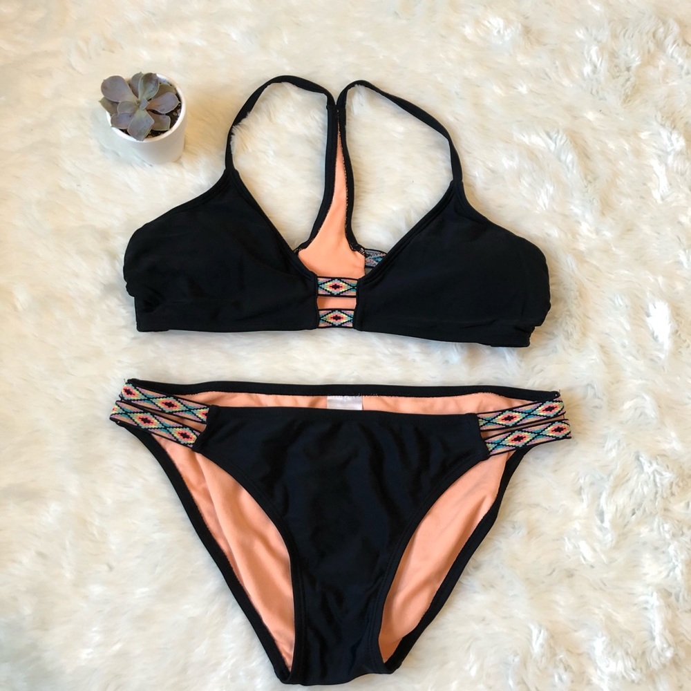 Xhilaration Bikini Black & Multi-colored
